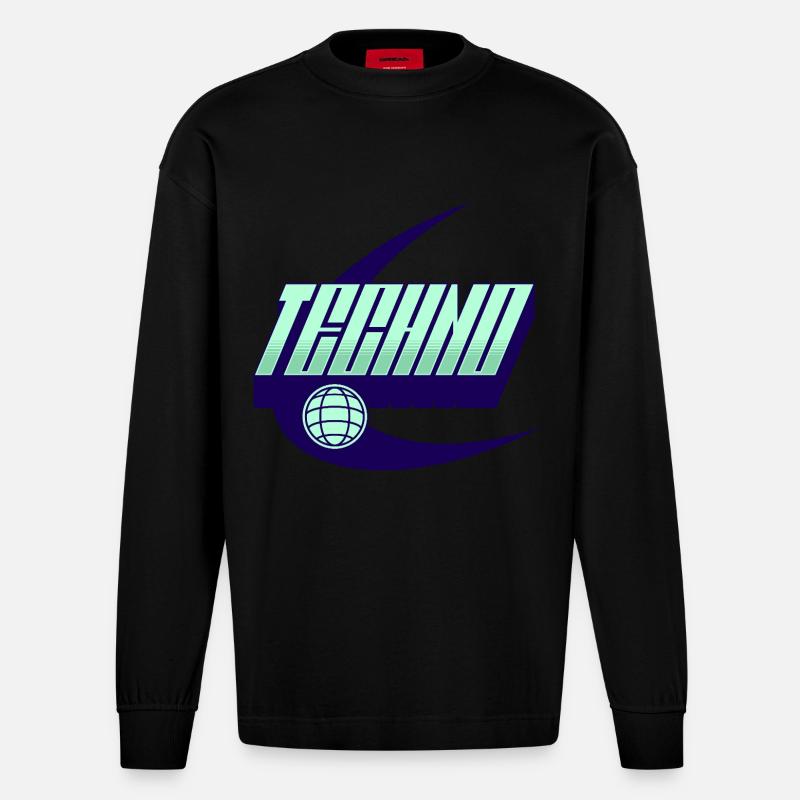 Techno - Heavyweight Oversized Organic Langarmshirt Made in EU - SOLID BLACK