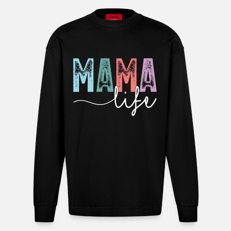 Vie de maman - Manches longues bio épais oversize fabriqué en UE - SOLID BLACK