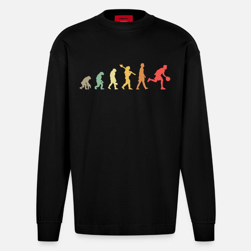 Evolution Basketball - Manches longues bio épais oversize fabriqué en UE - SOLID BLACK