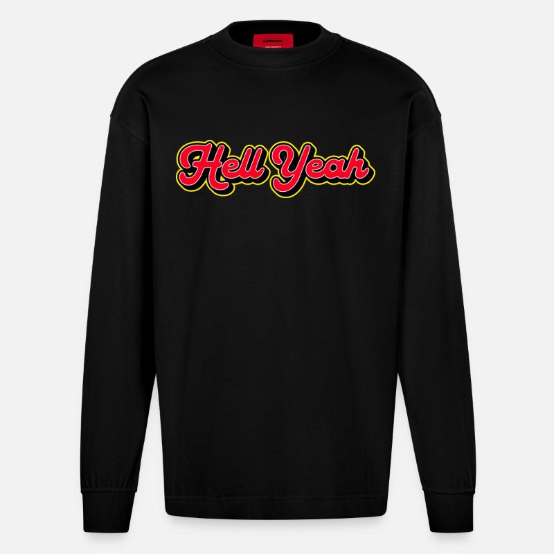 Hell Yeah 3D Retro Script - Manches longues bio épais oversize fabriqué en UE - SOLID BLACK