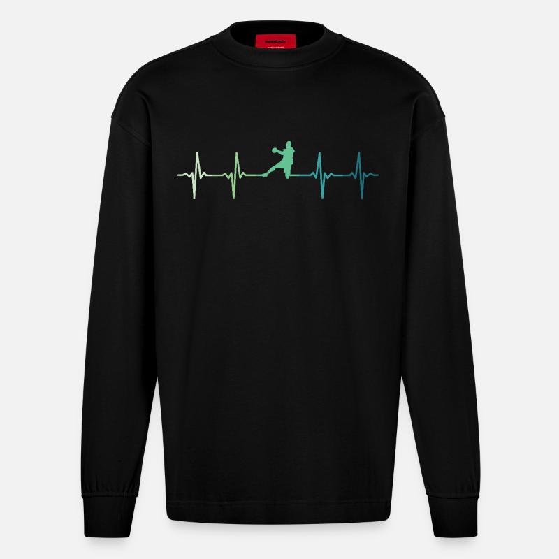Handball battement de coeur handball  - Manches longues bio épais oversize fabriqué en UE - SOLID BLACK