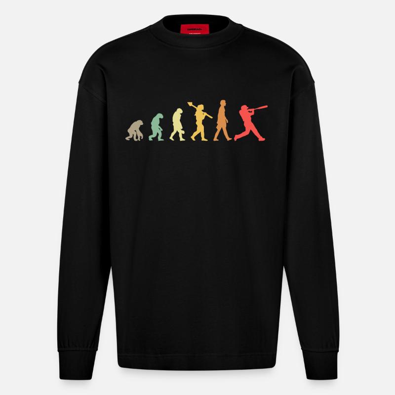 Évolution du baseball - Manches longues bio épais oversize fabriqué en UE - SOLID BLACK