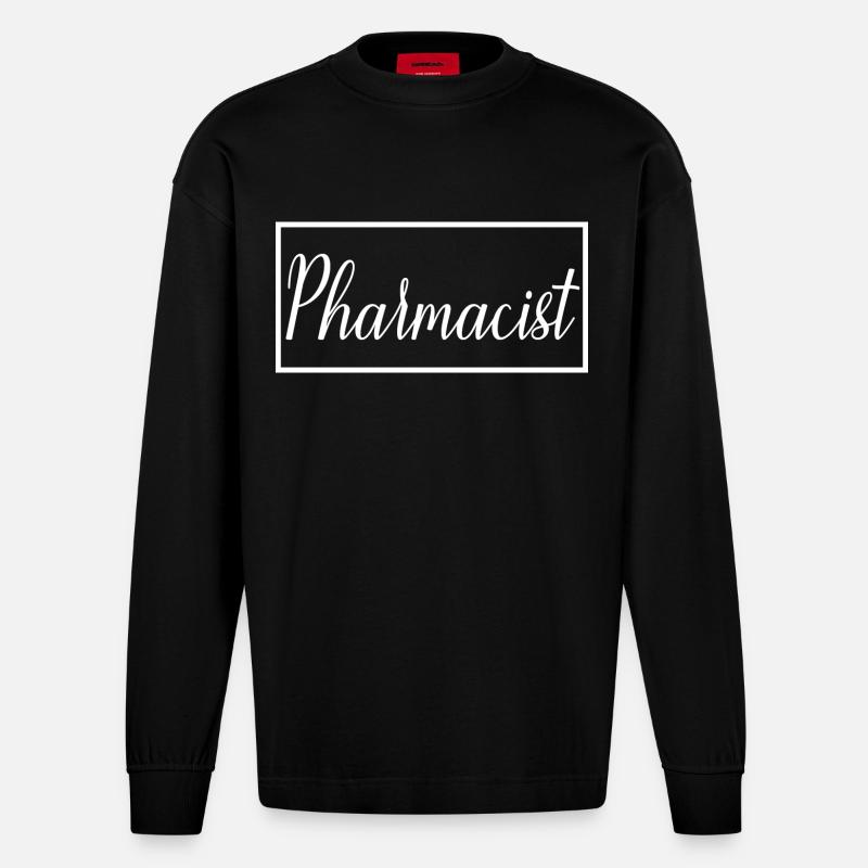 Apotheker Stolzer Absolvent des Apothekerstudiums - Heavyweight Oversized Organic Langarmshirt Made in EU - SOLID BLACK