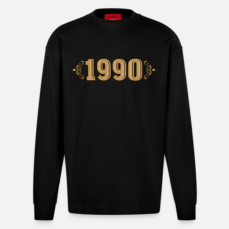 Legende seit 1990 Retro 1990 - Heavyweight Oversized Organic Langarmshirt Made in EU - SOLID BLACK