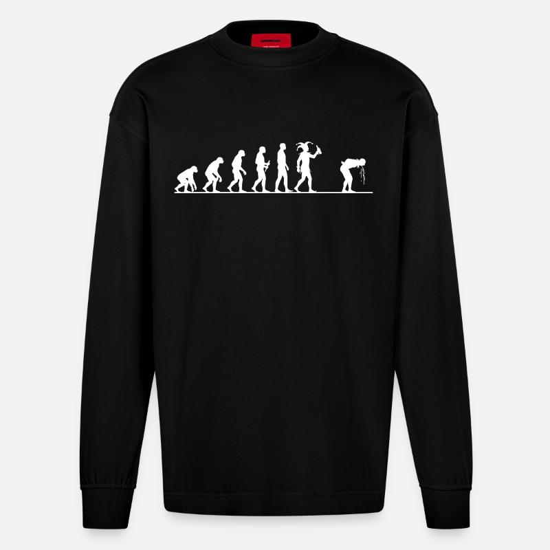 Karneval Evolution – Vom Affen zum Narren - Heavyweight Oversized Organic Langarmshirt Made in EU - SOLID BLACK