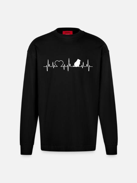 Hamster heartbeat - Heavyweight Oversized Organic Longsleeve Shirt Made in EU - SOLID BLACK