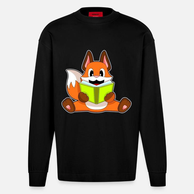 Livre de lecture Fox - Manches longues bio épais oversize fabriqué en UE - SOLID BLACK