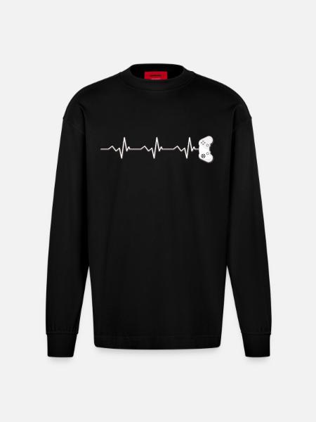 Gamer pulse - Heavyweight Oversized Organic Longsleeve Shirt Made in EU - SOLID BLACK