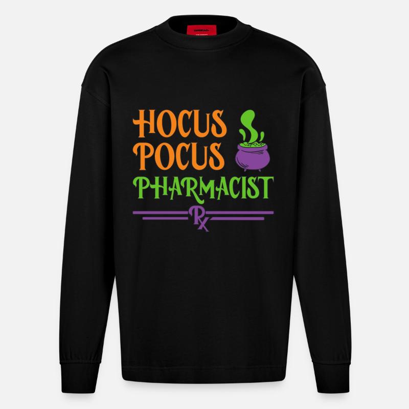 Pharmacist Halloween - Heavyweight Oversized Organic Langarmshirt Made in EU - SOLID BLACK