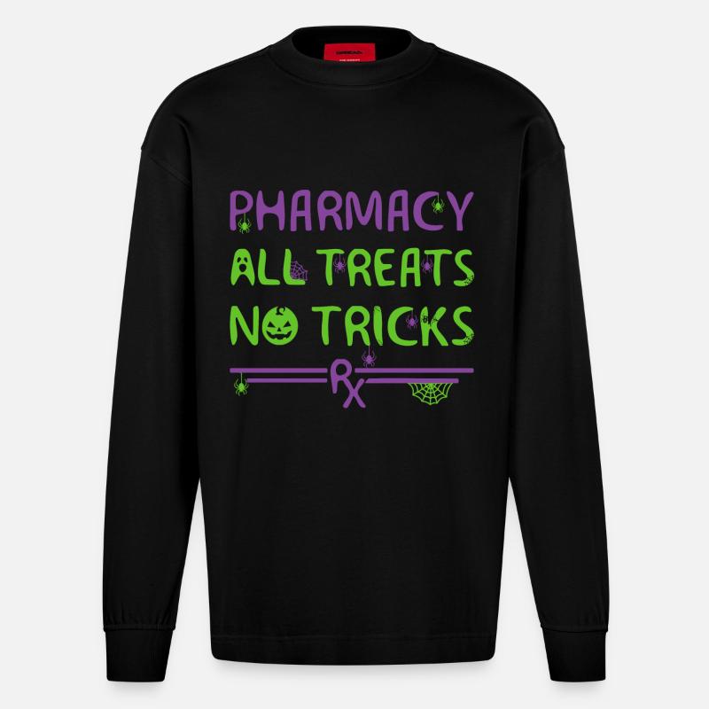 Pharmacie Halloween - Manches longues bio épais oversize fabriqué en UE - SOLID BLACK