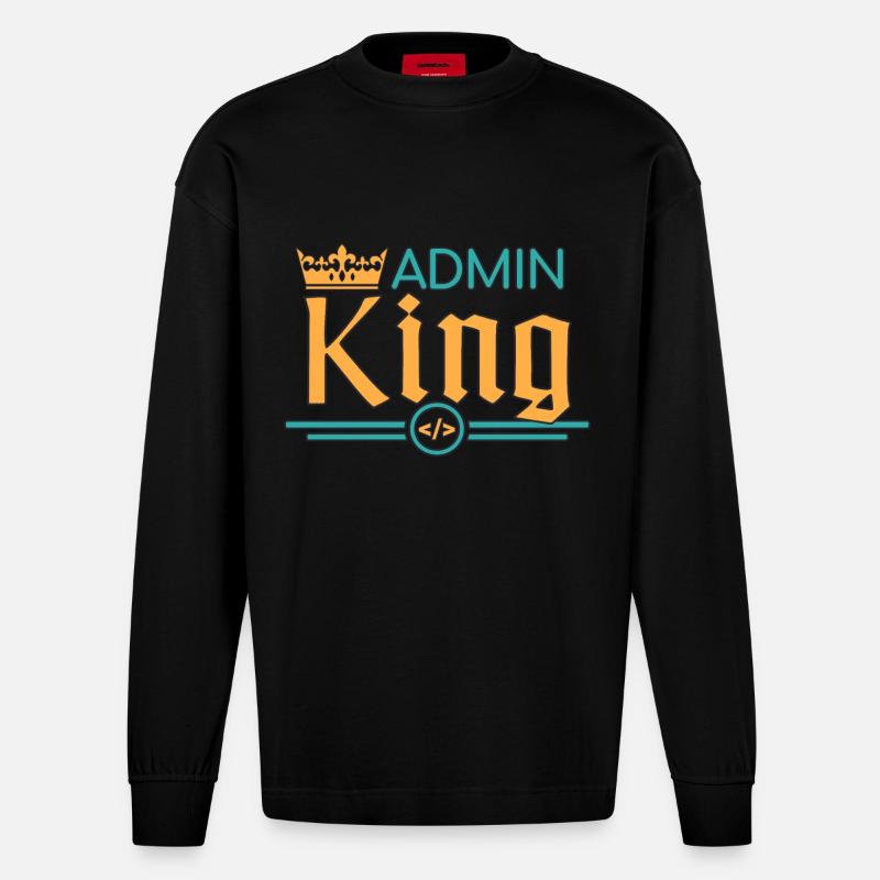 Admin King Administrateur - Manches longues bio épais oversize fabriqué en UE - SOLID BLACK