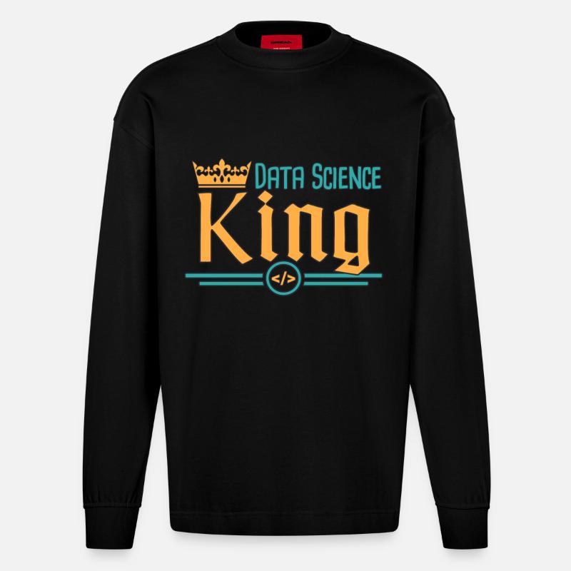 Data Science King - Heavyweight Oversized Organic Langarmshirt Made in EU - SOLID BLACK