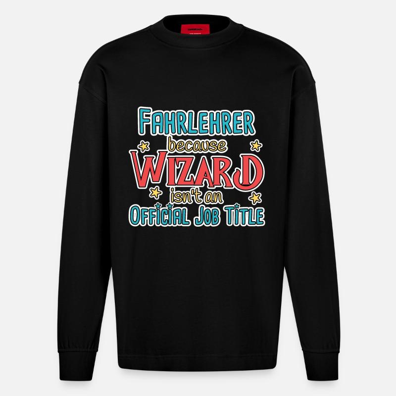 Fahrlehrer Wizard Fahrschule - Heavyweight Oversized Organic Langarmshirt Made in EU - SOLID BLACK
