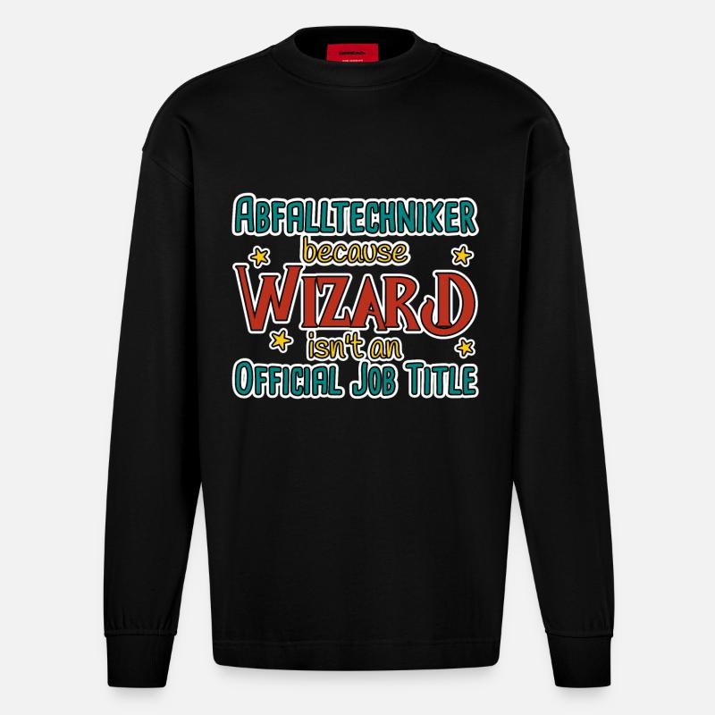 Abfalltechniker Wizard - Heavyweight Oversized Organic Langarmshirt Made in EU - SOLID BLACK