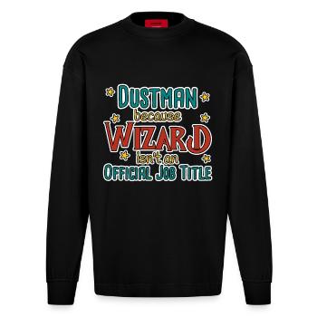 Dustman Wizard - Heavyweight Oversized Organic Longsleeve Shirt Made in EU - SOLID BLACK - Front