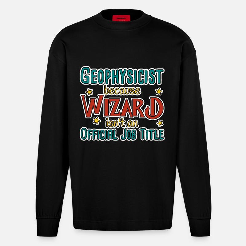 Géophysicien magicien Géophysique - Manches longues bio épais oversize fabriqué en UE - SOLID BLACK