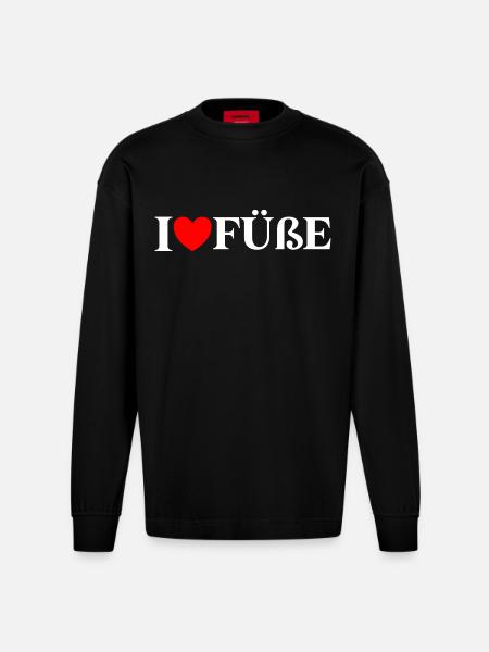 No socks allowed shield feet - Heavyweight Oversized Organic Longsleeve Shirt Made in EU - SOLID BLACK