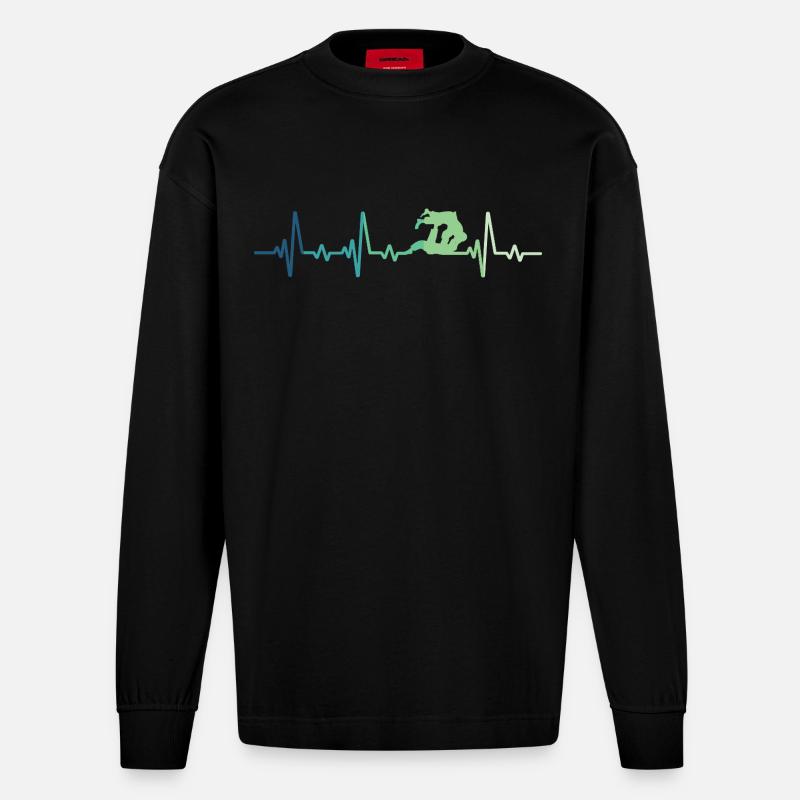 Jiu Jitsu Herzschlag Jiu-Jitsu - Heavyweight Oversized Organic Langarmshirt Made in EU - SOLID BLACK