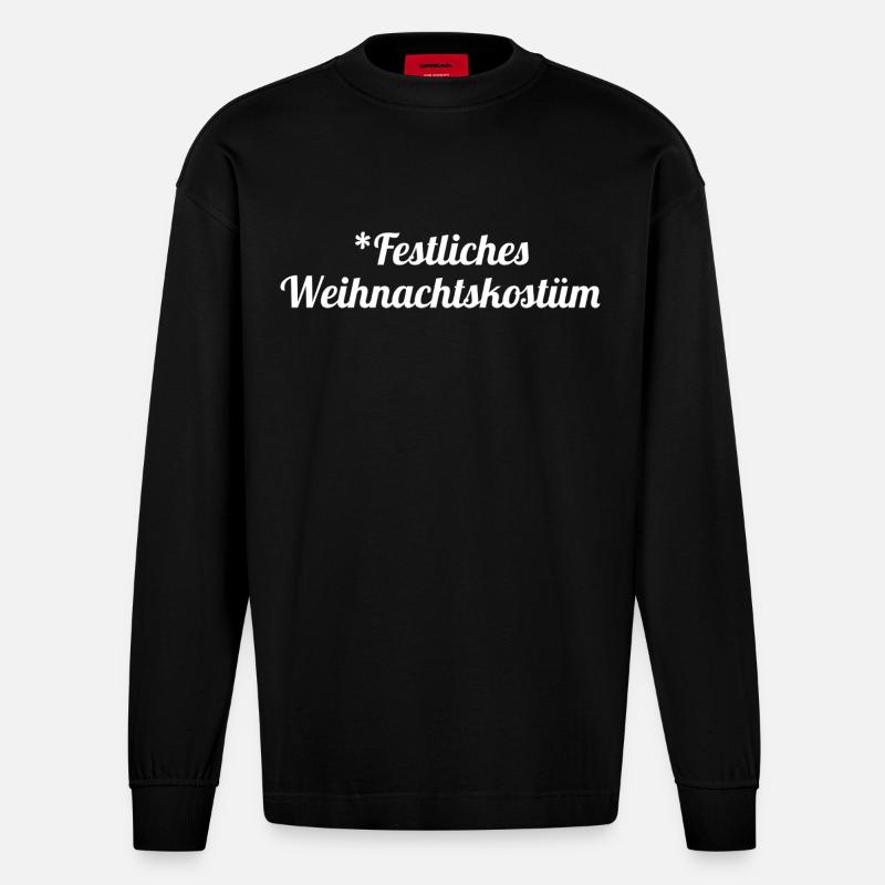Festliches Weihnachtskostüm - Heavyweight Oversized Organic Langarmshirt Made in EU - SOLID BLACK