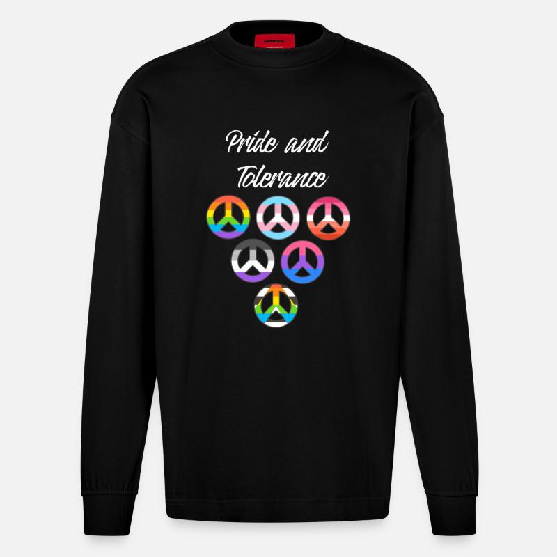 Fierté et tolérance lgbt - Manches longues bio épais oversize fabriqué en UE - SOLID BLACK