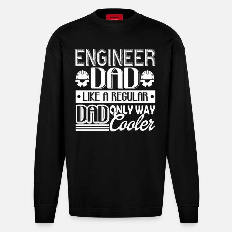 Engineer Engineer Dad - Heavyweight Oversized Organic Longsleeve Shirt Made in EU - SOLID BLACK