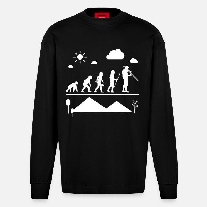 Trombone Trombone Evolution - Heavyweight Oversized Organic Longsleeve Shirt Made in EU - SOLID BLACK
