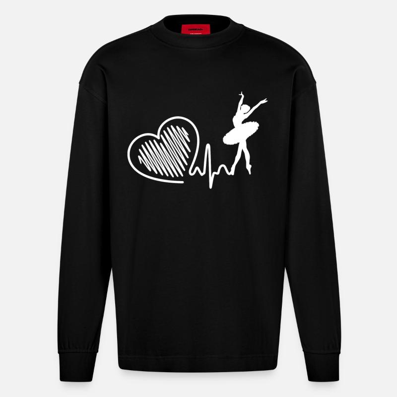 Ballet dancer Ballet dancer Heartbeat - Heavyweight Oversized Organic Longsleeve Shirt Made in EU - SOLID BLACK