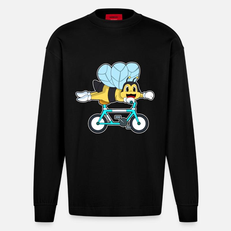 Abeille à vélo - Manches longues bio épais oversize fabriqué en UE - SOLID BLACK