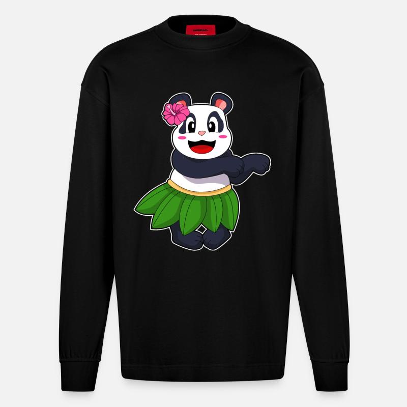 Ballet de danse panda - Manches longues bio épais oversize fabriqué en UE - SOLID BLACK