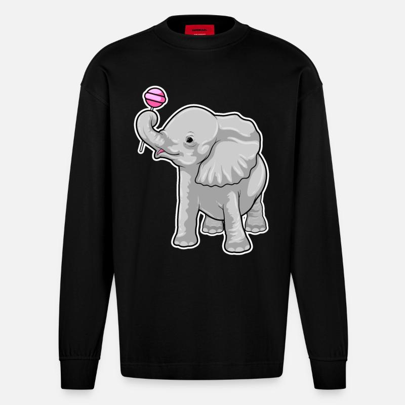 Sucettes d’éléphant - Manches longues bio épais oversize fabriqué en UE - SOLID BLACK