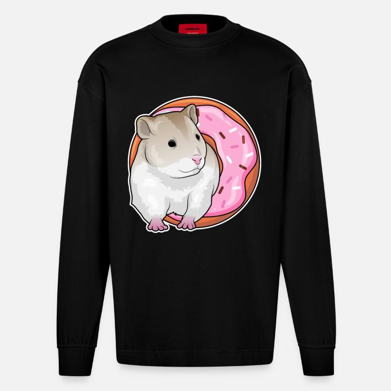 Beignet de hamster - Manches longues bio épais oversize fabriqué en UE - SOLID BLACK