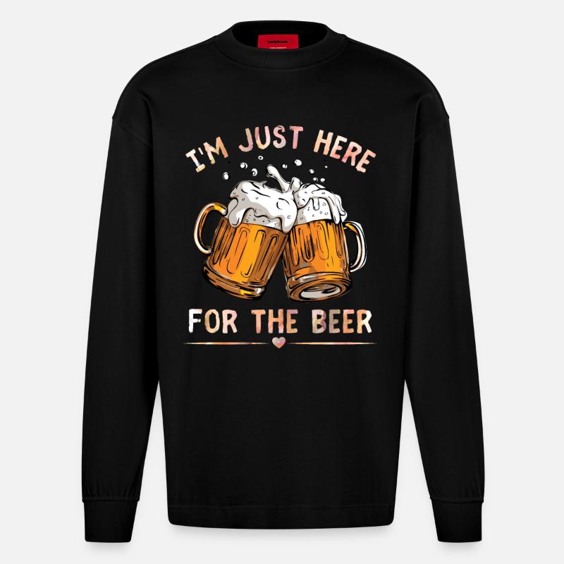 Biertrinker lustiger Spruch, Biergläser - Heavyweight Oversized Organic Langarmshirt Made in EU - SOLID BLACK