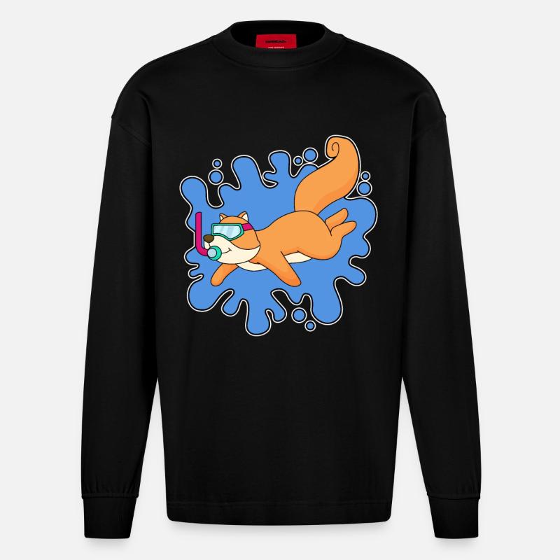 Squirrel Diver Snorkel - Manches longues bio épais oversize fabriqué en UE - SOLID BLACK