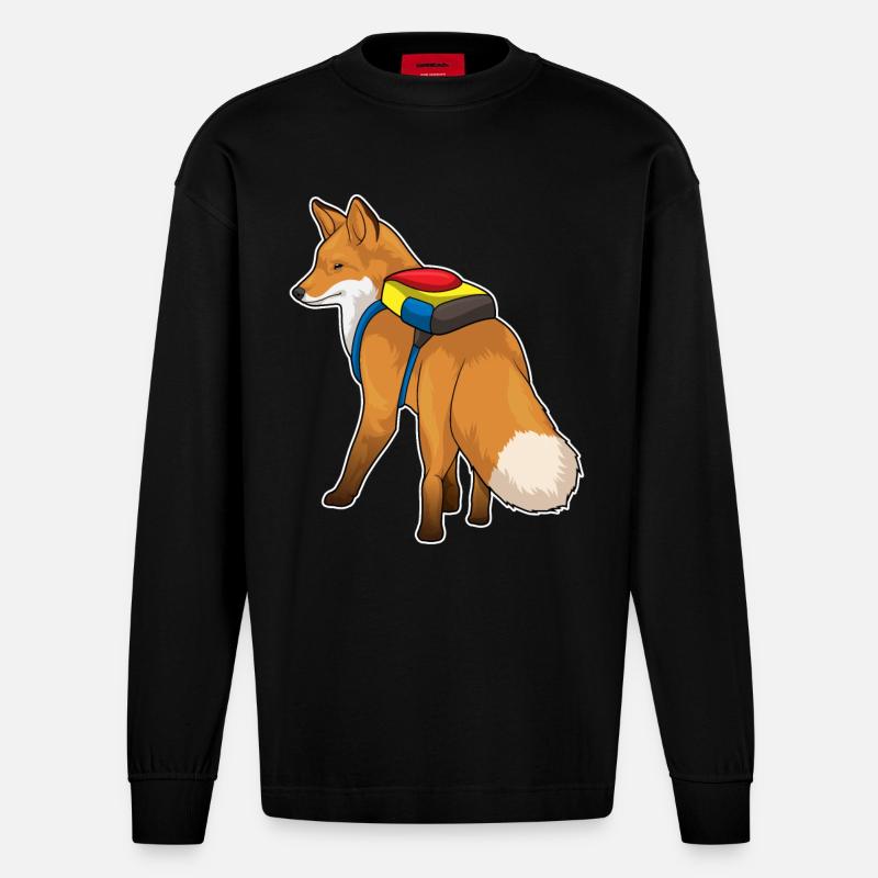 Fuchs Backpack - Heavyweight Oversized Organic Longsleeve Shirt Made in EU - SOLID BLACK