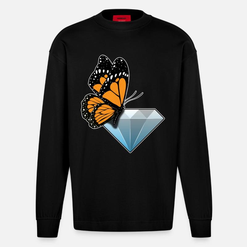 Diamant papillon - Manches longues bio épais oversize fabriqué en UE - SOLID BLACK