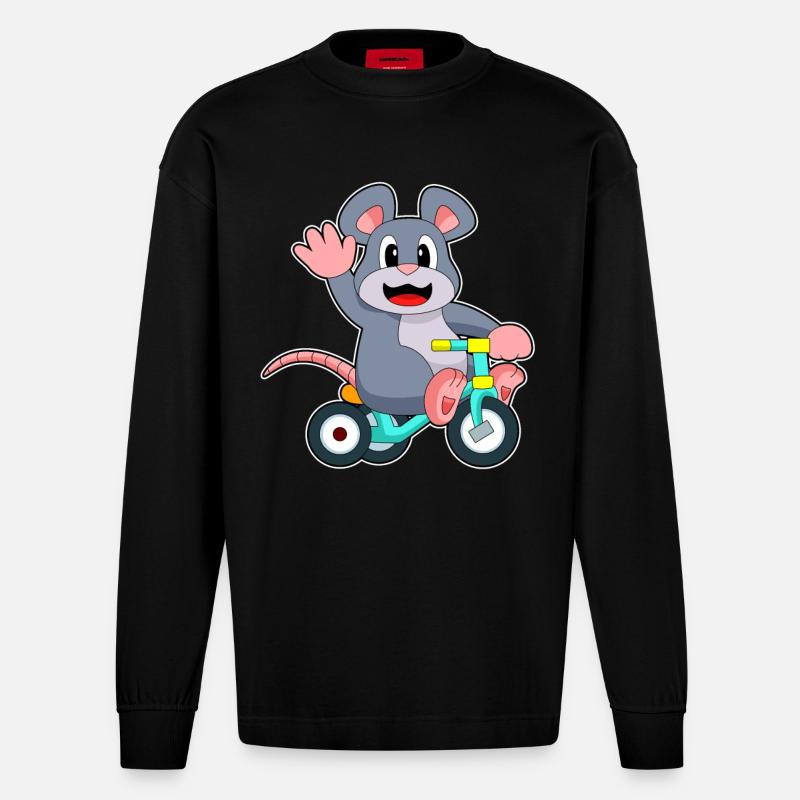 Vélo de rat - Manches longues bio épais oversize fabriqué en UE - SOLID BLACK