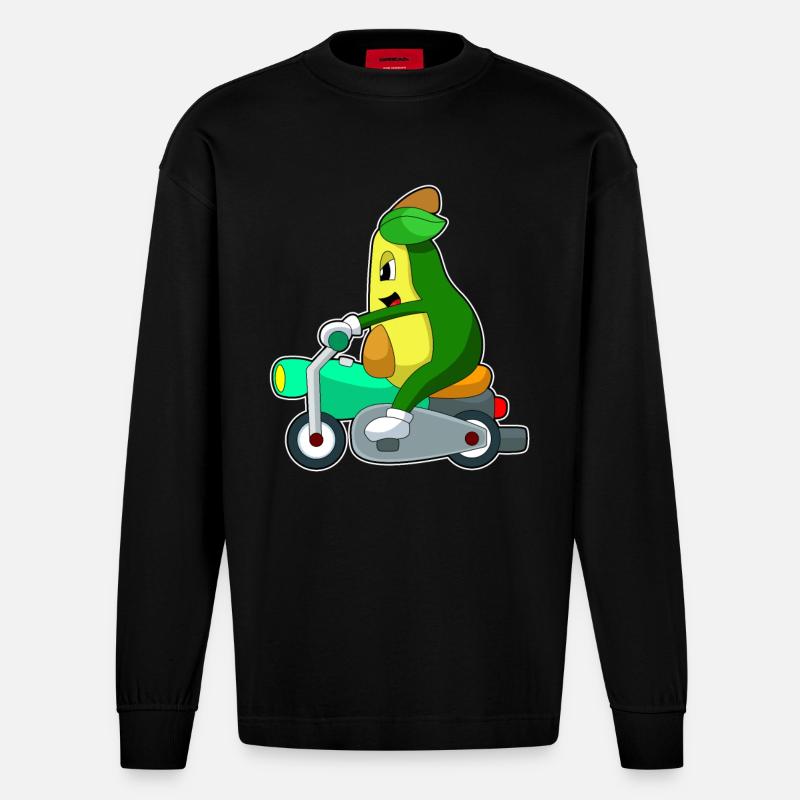 Avocado Motorrad - Heavyweight Oversized Organic Langarmshirt Made in EU - SOLID BLACK