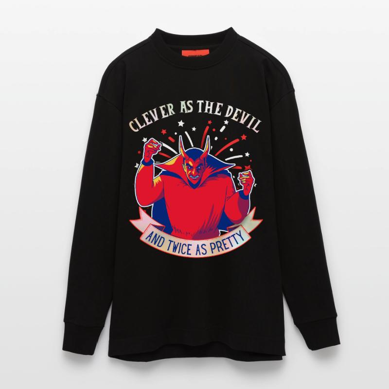 Devil-Devil drôle de dicton, style comique Manches longues bio épais oversize fabriqué en UE
