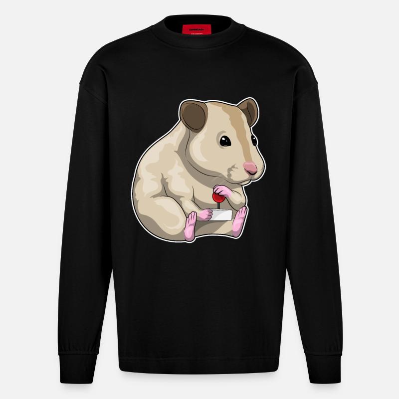 Hamster Gamer Controller - Heavyweight Oversized Organic Langarmshirt Made in EU - SOLID BLACK