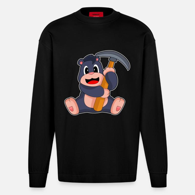 Pioche de Tale Miner - Manches longues bio épais oversize fabriqué en UE - SOLID BLACK