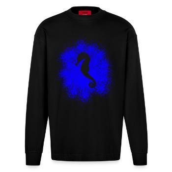 Hippocampe - Manches longues bio épais oversize fabriqué en UE - SOLID BLACK - Devant