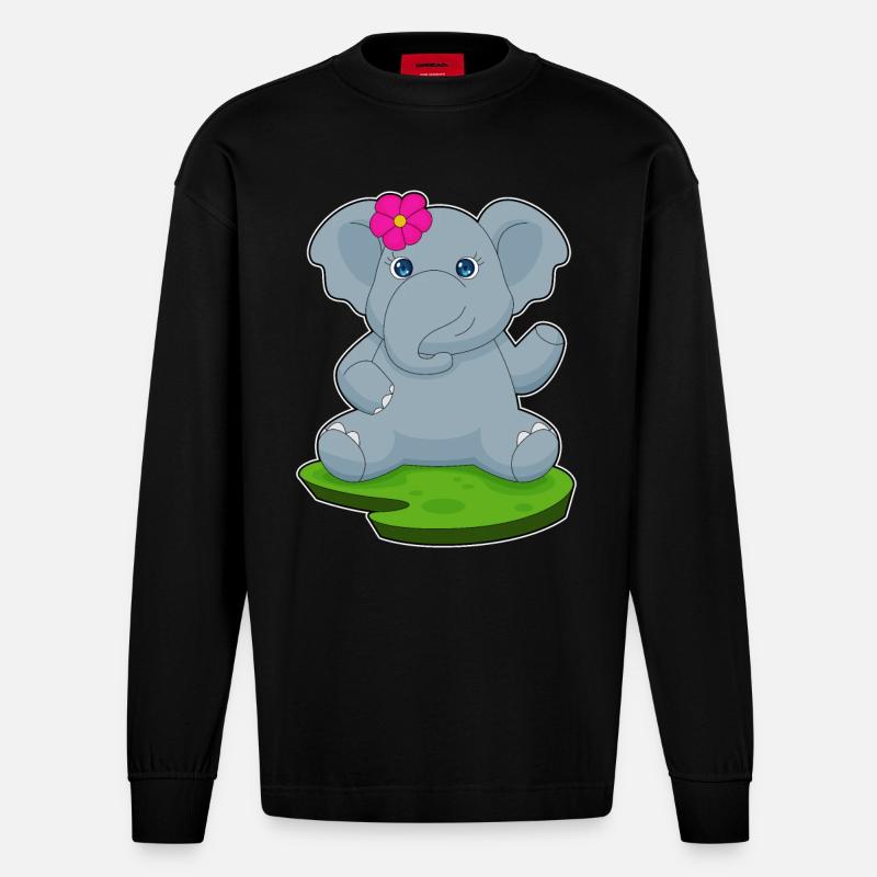 Fleur d’éléphant - Manches longues bio épais oversize fabriqué en UE - SOLID BLACK