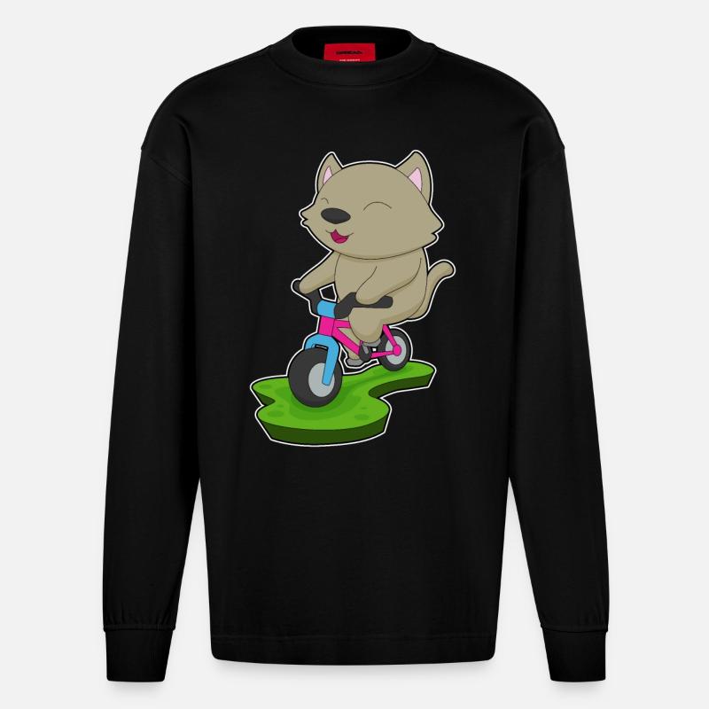 Vélo de chat - Manches longues bio épais oversize fabriqué en UE - SOLID BLACK