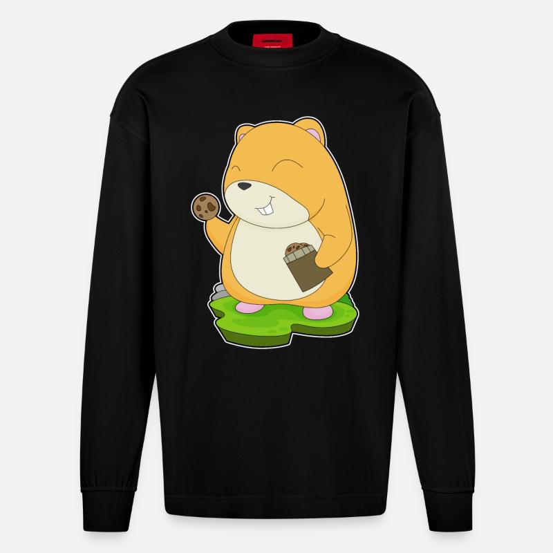 Biscuits pour hamsters - Manches longues bio épais oversize fabriqué en UE - SOLID BLACK