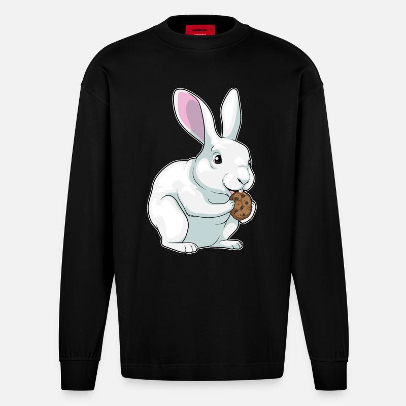 Hase Cookie - Heavyweight Oversized Organic Langarmshirt Made in EU - SOLID BLACK
