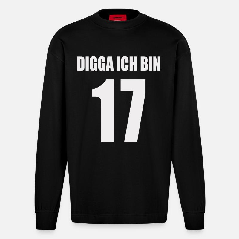 Digga, ich bin 17 – Jugendstil - Heavyweight Oversized Organic Langarmshirt Made in EU - SOLID BLACK