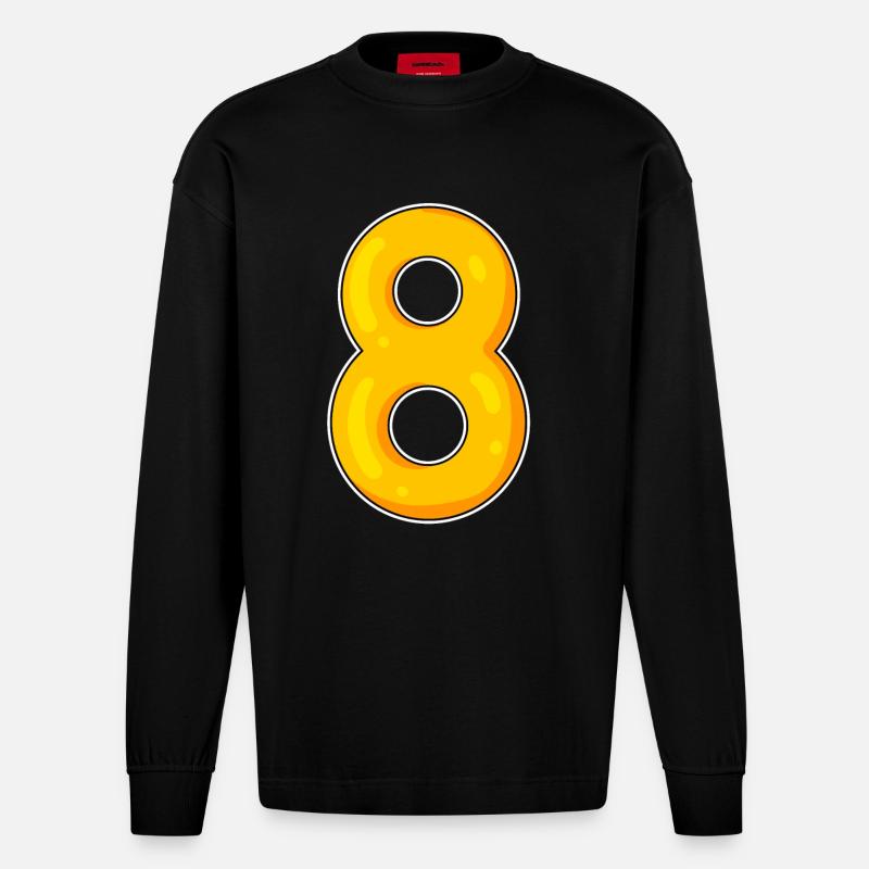 8 Jaune - Manches longues bio épais oversize fabriqué en UE - SOLID BLACK