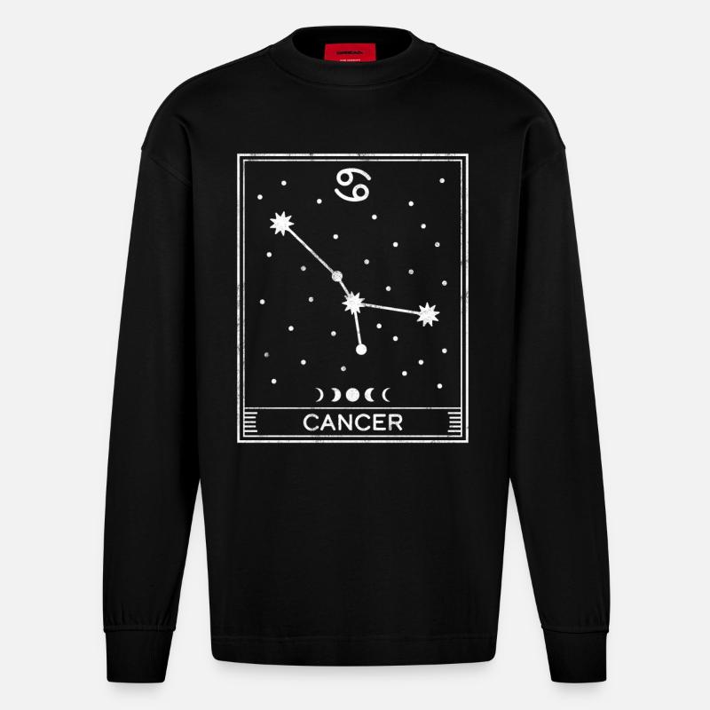 Krebs-Sternzeichen - Heavyweight Oversized Organic Langarmshirt Made in EU - SOLID BLACK