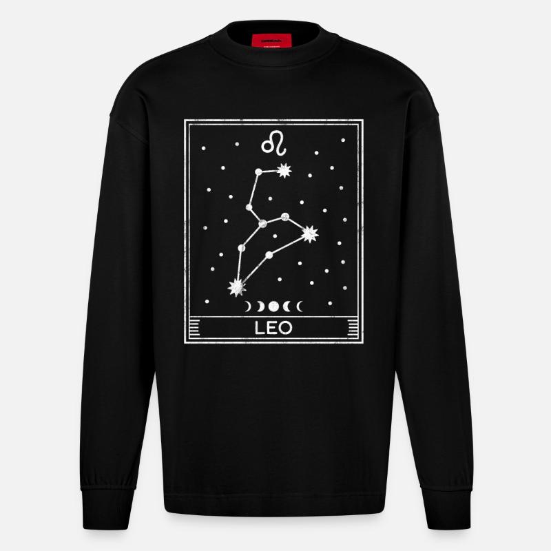 Löwe-Sternzeichen - Heavyweight Oversized Organic Langarmshirt Made in EU - SOLID BLACK