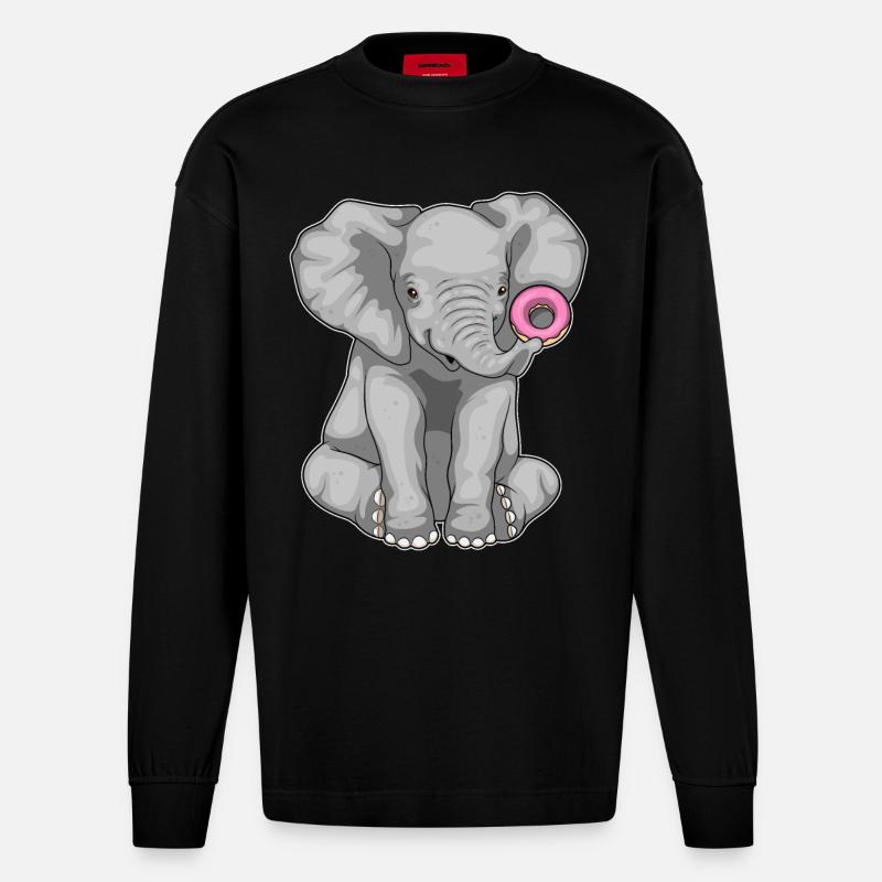 Beignet éléphant - Manches longues bio épais oversize fabriqué en UE - SOLID BLACK